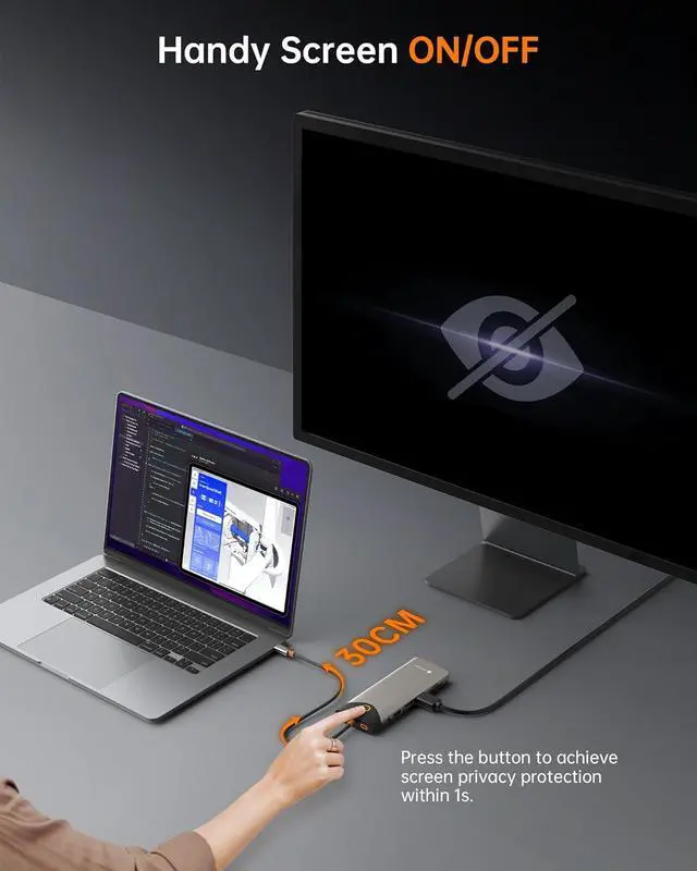 Alt view image 5 of 7 - NOVOO USB C Docking Station Dual Monitor, 15 in 1 Laptop Docking Station 3 Monitors with 2 HDMI,VGA,USB C/A Ports, 100W PD, RJ45, SD/TF and Audio, Multiport Adapter for MacBook/Dell/iPhone/HP/Lenovo