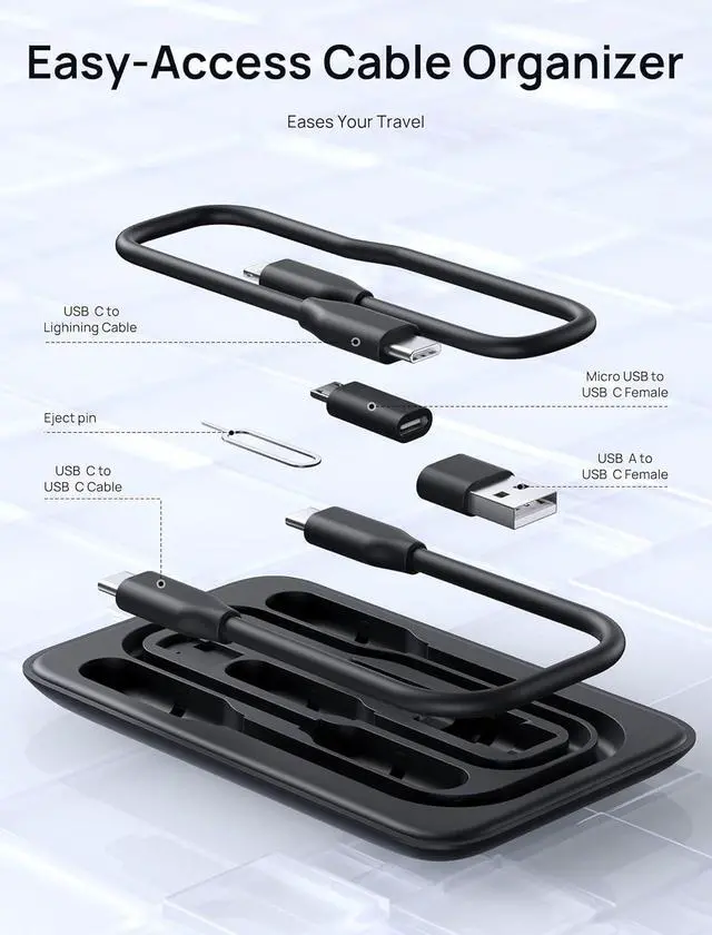 Alt view image 5 of 7 - Docking Station, JSAUX OmniCase 7-in-1 USB C Hub with Cable Storage, Support 1000M Ethernet, 4k HDMI, 100W USB C PD, USB 3.0, SD/TF Card Docking Station for MacBookPro/Air, iPad, Chromebook
