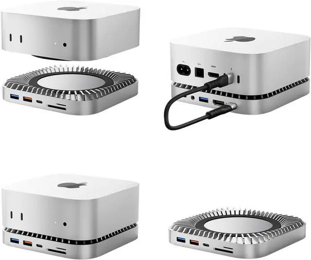 Alt view image 7 of 7 - Mac mini M4 Dock, USB C Hub Aluminum Mac mini Stand and HDMI Hub for M4 and Pro 2024 with M.2 NVMe/SATA SSD Enclosure, 4K60Hz HDMI,10G USB A/C, 5G USB A*2, Charge, SD/TF, Audio