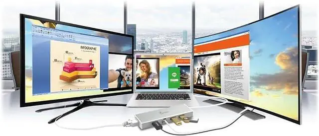 Alt view image 2 of 2 - j5create USB 3.0 Hub with HDMI, VGA, RJ45 Gigabit Ethernet, 2 USB 3.1 Type-A Ports - High Speed Data Transfer Adapter for Mac, Windows, Desktop PC - Supports Up to 2K Resolution (JUD380)