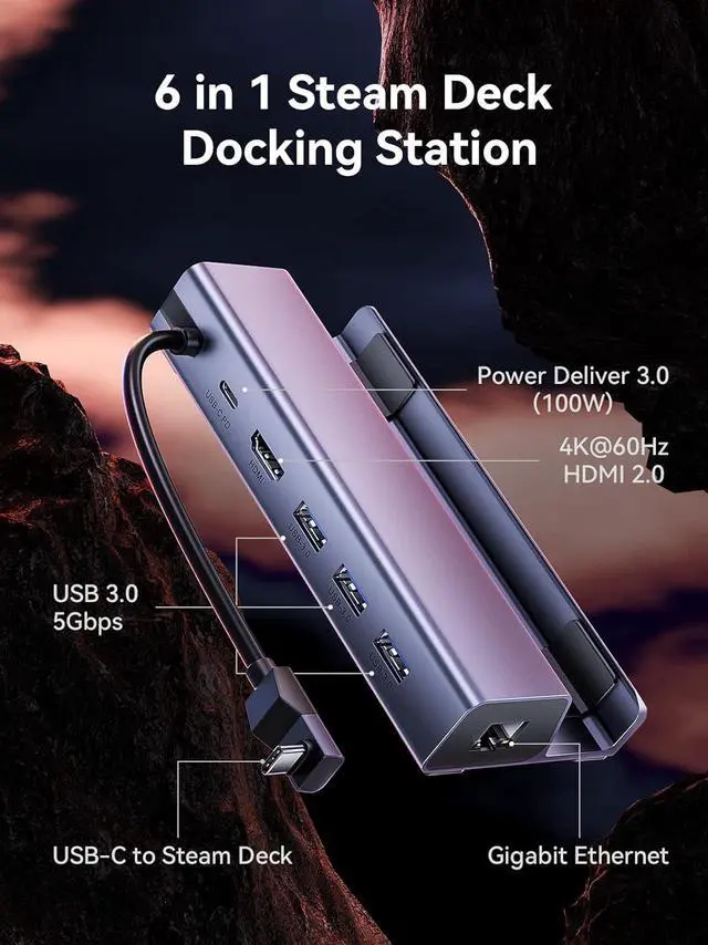 Alt view image 2 of 6 - QUUGE Laptop Stand Docking Station Dual Moniteur QS601 (6in1_Steam Deck Dock)