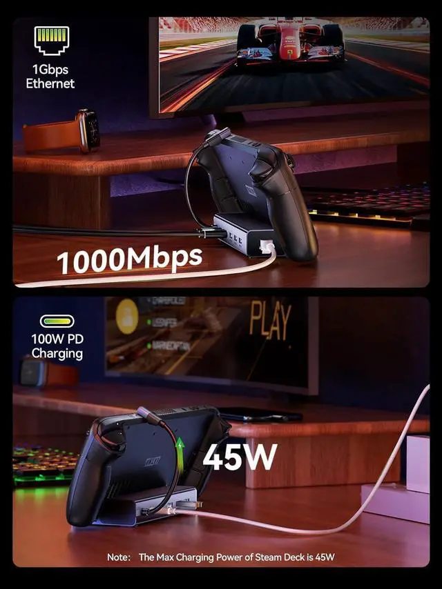 Alt view image 5 of 6 - QUUGE Laptop Stand Docking Station Dual Moniteur QS601 (6in1_Steam Deck Dock)