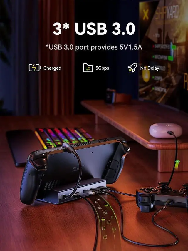 Alt view image 4 of 6 - QUUGE Laptop Stand Docking Station Dual Moniteur QS601 (6in1_Steam Deck Dock)