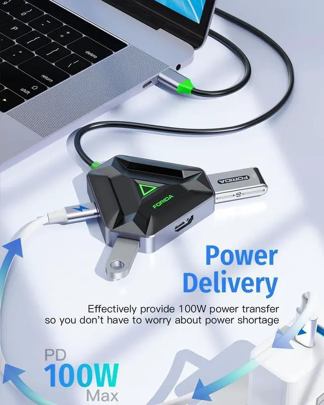 Alt view image 4 of 7 - USB C Hub, USB C Docking Station with 4K@60HZ HDMI Output, 2 USB A 3.0, SD/TF Card Reader, 100W PD, USB Adapter Compatible for MacBook, , HP and More Type-C Devices