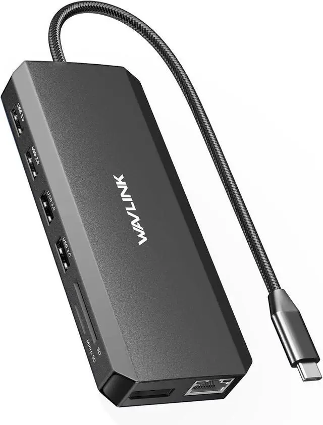 Main image of WAVLINK USB C Docking Station - Dual Monitor, Triple Display, 2 HDMI, DisplayPort, PD Charging, Ethernet, 5 USB, SD/TF Card Reader, Audio for MacBook, Dell, HP, Lenovo, Surface - Black