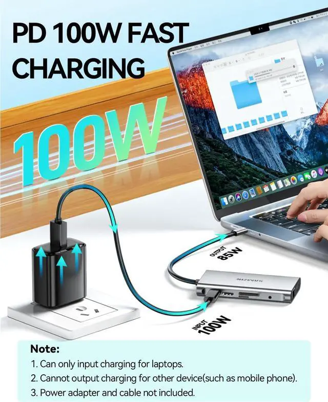 Alt view image 5 of 7 - SAMZHE USB C Docking Station 10-in-1 USB-C Hub Dual 4K HDMI Monitor Laptop Dock Stations Multiple Adapter with HDMI 4K+VGA+3 USB-A 3.0 Port+100W PD Charger+Ethernet+SD/TF+Audio