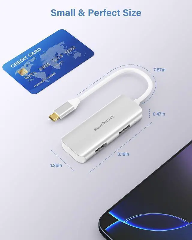 Alt view image 6 of 7 - USB C to Dual HDMI Adapter, Newmight Dual Monitor Adapter Supports 4K@60Hz and Dual 4K@30Hz, Dual Monitor HDMI Splitter for MacBook, iPad, HP, , iPhone 15/16 Series (Silver)