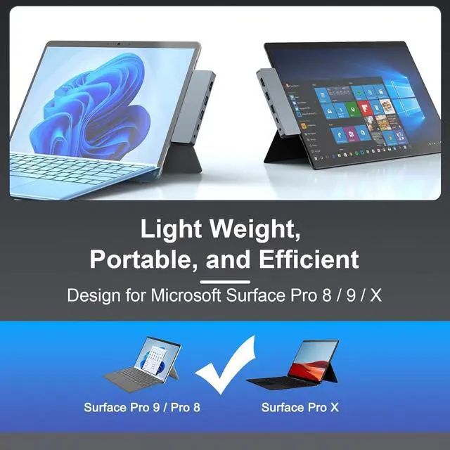 Alt view image 6 of 7 - Opluz 6 in 2 Surface Pro 8 9 X Docking Station, Accessories for Microsoft Surface Pro Dock Hub Thunderbolt 4 Port, with 4K@60HZ HDMI Port, 2 USB-A 3.0(10Gbps), 2 USB-C, 3.5mm Audio Jack PD Charging