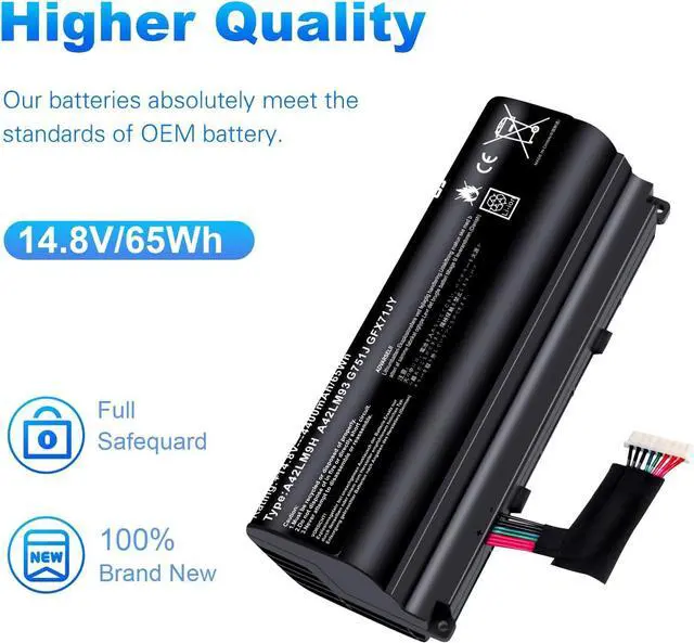 Alt view image 3 of 7 - New A42N1403 Battery for ASUS ROG GFX71JY 17.3" GFX71JY4710 G751 G751J G751JT G751JY G751JL G751JM GFX71JY GFX71JY4710 GFX71JY4710 G751J-BHI7T25 G751JL-BSI7T28 A42LM93 4ICR19/66