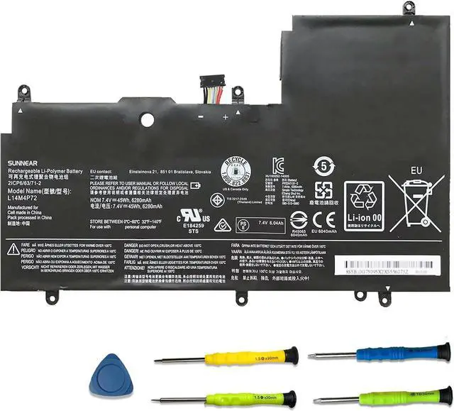 Main image of L14M4P72 45Wh Laptop Battery Replacement for Lenovo Yoga 3-1470Yoga 700-14ISK Series Notebook L14S4P72 5B10G84689 5B10K10226 5B10G75095 5B10K10224 7.4V 6280mAh