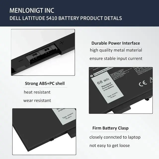 Alt view image 4 of 7 - New 68Wh 3HWPP Laptop Battery Replacement for Dell Latitude 5410 5401 5510 5501 5511 5411 Precision 3541 3551 Inspiron 17 7500/7506 2-in-1 Inspiron 7706 2-in-1 Fits 10X1J N2NLL 1VY7F 451-BCMN 15.2V