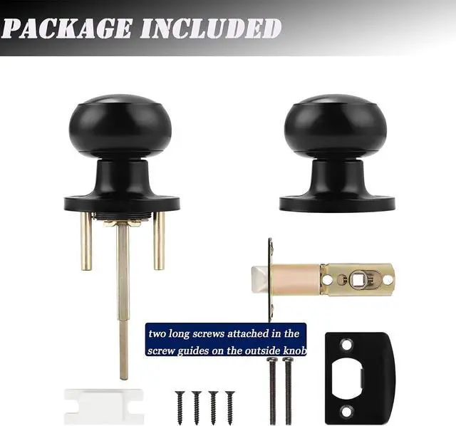 Alt view image 7 of 7 - Probrico (1 Pack Round Privacy Door Knob(Thumb Turn Lock on The Inside), Keyless Doorknobs Interior/Exterior Lockset,Privacy Knobs for Bedroom/Bathroom,Black Modern Design Door Hardware