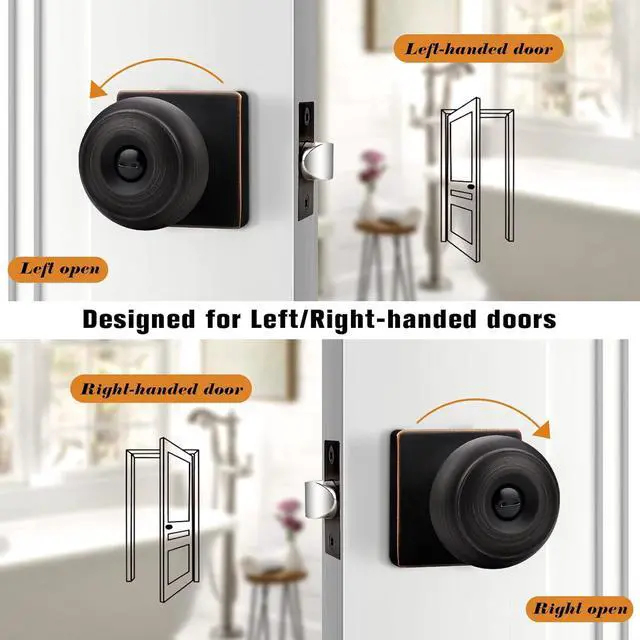 Alt view image 6 of 6 - Probrico Square Doorknobs Privacy Door Handles, Bedroom Door Knobs with Lock, Oil Rubbed Bronze Interior Door Knob for Bathroom, Stainless Steel, 3 Pack