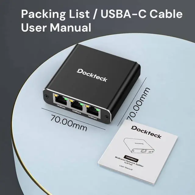 Alt view image 7 of 7 - Ethernet Splitter 1 to 3 1000Mbps, Dockteck Internet Cable Splitter 1 in 3 Out High Speed Switch Network Gigabit for LAN RJ45 Port Router Switch Work with Cat5/5e/6/7/8 Cable