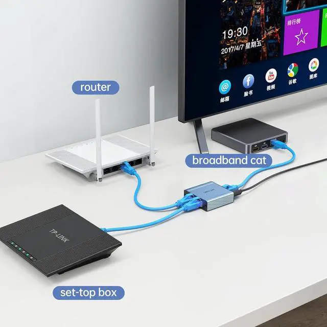 Alt view image 5 of 6 - MT-VIKI Ethernet Splitter 1 to 2 High Speed 1000Mbps, Gigabit Dual RJ45 Splitter Adapter for Cat5/5e/6/7/8 Cable [2 Devices Simultaneously Networking]