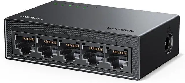 Main image of UGREEN Ethernet Switch, 5 Port Gigabit Ethernet Splitter, Plug & Play, Wall Mount & Desktop Network Switch Hub, Unmanaged, Compact, with LED, Fanless Quiet, for Internet Cable, Laptop, Router, NAS