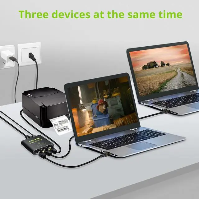 Alt view image 5 of 7 - LiNKFOR Ethernet Splitter 1 in 3 Out,1000Mbps High Speed Splitter RJ45 Network Extension Connector with USB Type C Cable Gigabit Ethernet Switch Network Sharing for Cat8 Cat7 Cat6 Cat5 Cat5e
