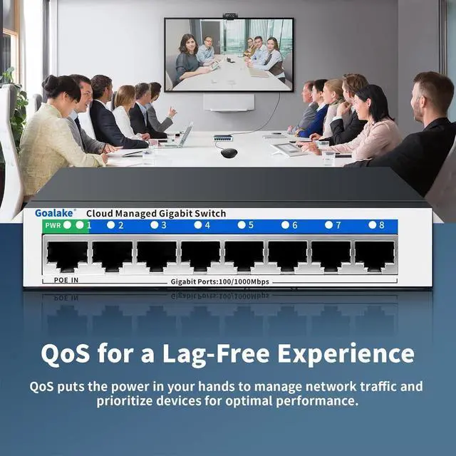 Alt view image 7 of 7 - 8 Port Gigabit Switch, Easy Smart Managed Ethernet Switch, Network Hub, Ethernet Splitter, Plug & Play, Fanless Metal Design, VLAN, Qos, Support PoE Powered, Desktop or Wall Mount