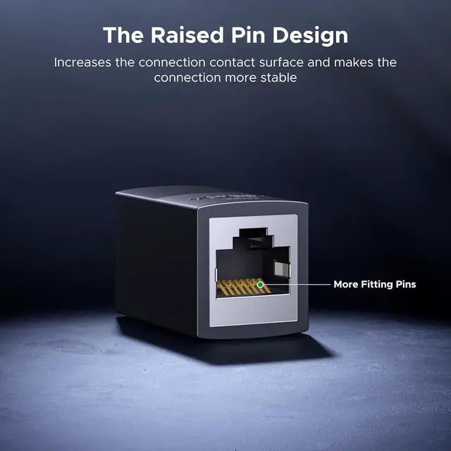 Alt view image 6 of 7 - UGREEN Ethernet Extender 10Gbps,2 Pack Ethernet Coupler with PoE Support, 328ft Long Distance Extend, Compatible with Cat8 Cat7 Cat6 Cat5 Cable, Black