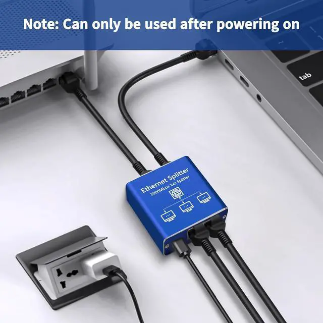 Alt view image 3 of 7 - Ethernet Splitter 1 to 3 High Speed 1000Mbps, Gigabit Ethernet Splitter, LAN Splitter with USB Power Cable, RJ45 Splitter for Cat5/5e/6/7/8 Cable[3 Devices Simultaneous Networking]