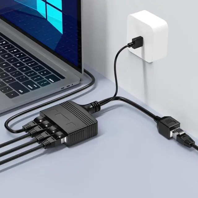 Alt view image 2 of 5 - Ethernet Splitter 1 to 4 High Speed, RJ45 Network 1 to 4 Port Ethernet Adapter Splitter [4 Devices Simultaneous Networking],1000Mbps Extension Connector for Cat5/5e/6/7/8 Cable