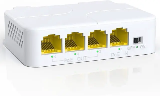 Main image of YuanLey 4 Port PoE Extender Gigabit with 3 PoE Out, IEEE 802.3af/at Mini 4 Channel Repeater 1000Mbps, VLAN, Wall and Din Rail Mount Passthrough POE Amplifier/Booster, Plug and Play