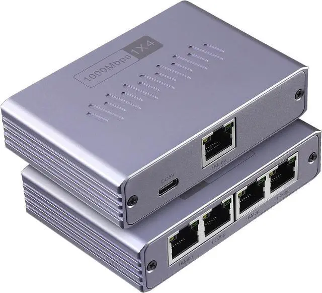 Main image of Ethernet Splitter 1 to 4, 1000Mbps High Speed Ethernet Cable Splitter with LAN Cable Cat 6 [4 Devices Simultaneous Networking], Gigabit RJ45 LAN Network Extension for Cat8/7/6/5e/5 Cable