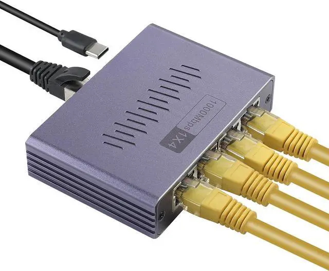 Alt view image 2 of 7 - Ethernet Splitter 1 to 4, 1000Mbps High Speed Ethernet Cable Splitter with LAN Cable Cat 6 [4 Devices Simultaneous Networking], Gigabit RJ45 LAN Network Extension for Cat8/7/6/5e/5 Cable