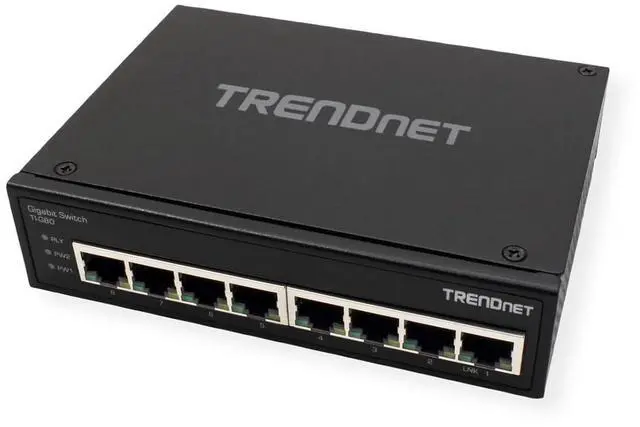 Alt view image 4 of 7 - TRENDnet 8-Port Hardened Industrial Gigabit DIN-Rail Switch, TI-G80, 16 Gbps Switching Capacity, IP30 Rated, Ethernet Splitter, NDAA & TAA Compliant, Lifetime Protection, Black