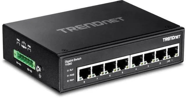 Alt view image 7 of 7 - TRENDnet 8-Port Hardened Industrial Gigabit DIN-Rail Switch, TI-G80, 16 Gbps Switching Capacity, IP30 Rated, Ethernet Splitter, NDAA & TAA Compliant, Lifetime Protection, Black
