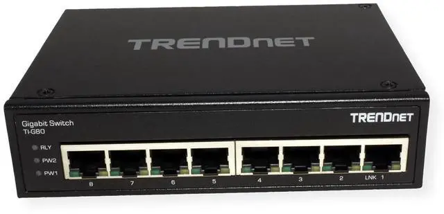 Alt view image 6 of 7 - TRENDnet 8-Port Hardened Industrial Gigabit DIN-Rail Switch, TI-G80, 16 Gbps Switching Capacity, IP30 Rated, Ethernet Splitter, NDAA & TAA Compliant, Lifetime Protection, Black