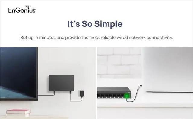 Alt view image 4 of 7 - EnGenius 8-Port Gigabit Unmanaged Switch (ES108) | 5X GE Ports high-Speed Connections | Plug and Play | fanless Silent Operation | IEEE 802.3az Energy Effiecient