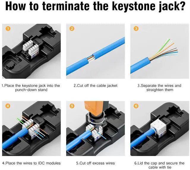 Alt view image 6 of 6 - iwillink 10Gbps Cat6 Ethernet Coupler - 90-Degree Keystone Jack Adapter (Black) 10-Pack