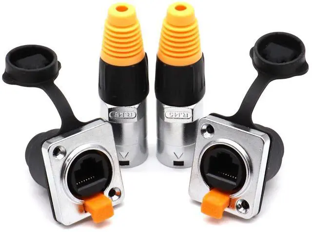 Main image of LOCHSOEL RJ45 Interface Waterproof sockets Connector,Right Angle Panel Mounting Shielded RJ45 IP65 Waterproof PCB Signal Panel Cat5/5e/6 8P8C Connector Ethernet LAN Cable Connector(2 Set/4 Pack)