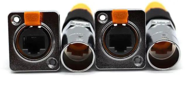 Alt view image 2 of 7 - LOCHSOEL RJ45 Interface Waterproof sockets Connector,Right Angle Panel Mounting Shielded RJ45 IP65 Waterproof PCB Signal Panel Cat5/5e/6 8P8C Connector Ethernet LAN Cable Connector(2 Set/4 Pack)