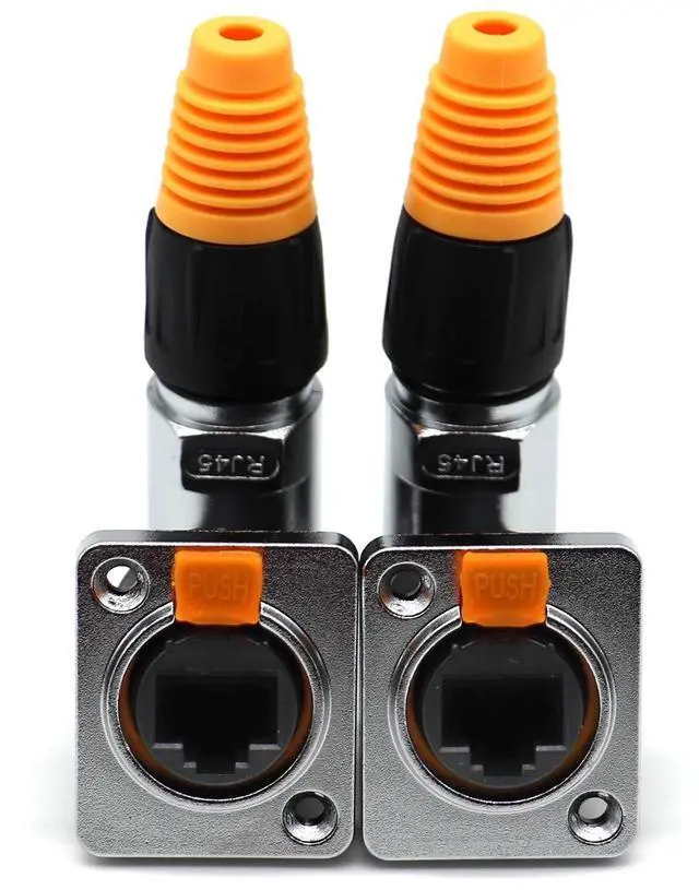 Alt view image 3 of 7 - LOCHSOEL RJ45 Interface Waterproof sockets Connector,Right Angle Panel Mounting Shielded RJ45 IP65 Waterproof PCB Signal Panel Cat5/5e/6 8P8C Connector Ethernet LAN Cable Connector(2 Set/4 Pack)