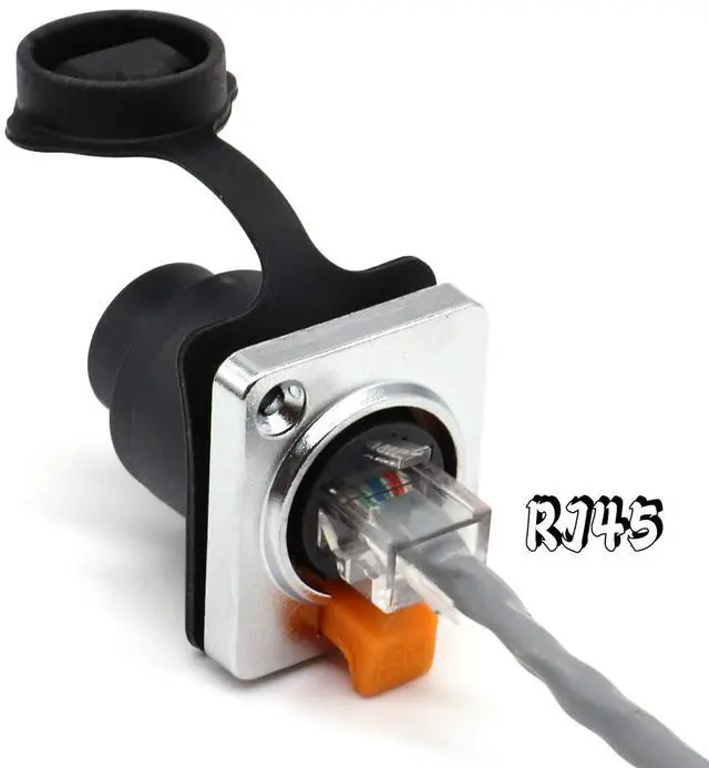 Alt view image 7 of 7 - LOCHSOEL RJ45 Interface Waterproof sockets Connector,Right Angle Panel Mounting Shielded RJ45 IP65 Waterproof PCB Signal Panel Cat5/5e/6 8P8C Connector Ethernet LAN Cable Connector(2 Set/4 Pack)