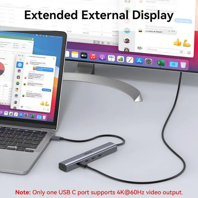 Alt view image 3 of 7 - USB C Hub 10Gbps,MOKiN USB C Splitter with 4K@60Hz Video Output,100W PD Charging,Data Transfer,USB4 Multiport Dongle for MacBook Pro,iPad Pro and Type-C Devices