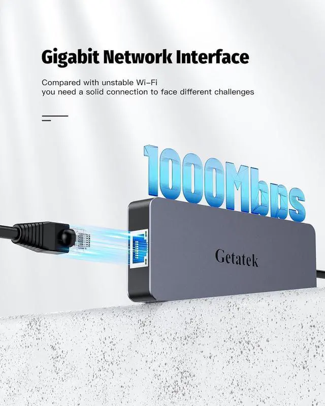 Alt view image 6 of 7 - USB-C Ethernet Hub - 6 Port Adapter with 4K@60Hz HDMI, 10Gbps Data, 100W PD Charging, RJ45 - Compatible with MacBook, Dell, Lenovo, iPhone 15 & Pro Max
