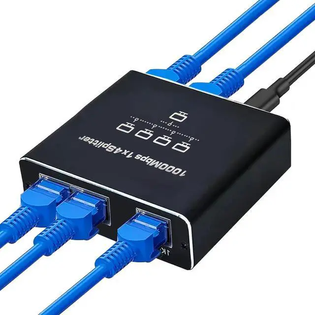 Main image of 1000Mbps Ethernet Splitter 1 to 4 High Speed Ethernet Switch Gigabit Internet Network Splitter LAN Switch with USB C Power Cable for Cat5/5e/6/7/8 Cable