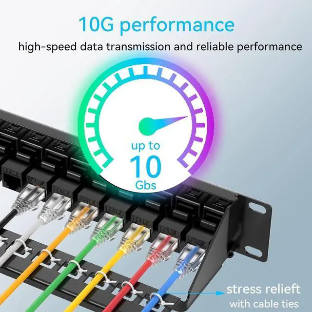 Alt view image 4 of 6 - 24 Port Cat6 Patch Panel With Coupler Keystone - 10G No Punch Down, Time-Saver Ethernet 1U Rj45 With Sturdy Back Bar, Rackmount 19 Inch