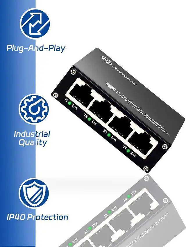 Alt view image 4 of 6 - Mini Ethernet Switch 5 Ports Gigabit Switch 10/100/1000 Mbps Unmanaged Ethernet Switch Plug & Play Office Ethernet Splitter Fanless Quiet Metal Design Network Hub Desktop Design, Black