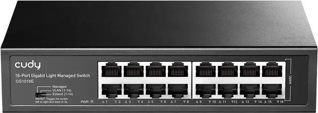 Main image of Cudy GS1016E 16 Port Light Smart Managed Gigabit Switch Plug & Play, Sturdy Metal w/Shielded Ports QoS, VLAN, IGMP LAG, Rack-Mountable Steel Case