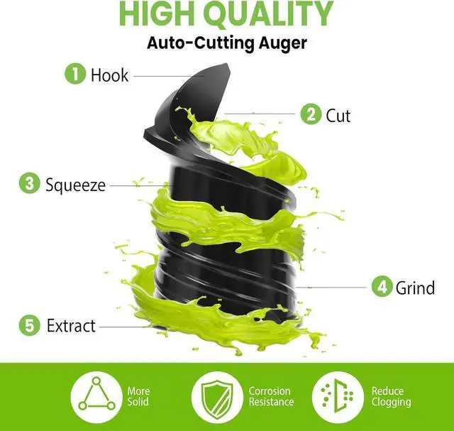 Alt view image 5 of 7 - Cold Press Juicer, 6.5" Extra Large Feed Chute Juicer Machines, 350W Slow Masticating Juicer Machines with High Juice Yield for Whole Vegetables & Fruits, BPA Free, Titanium Gray, Easy to Clean