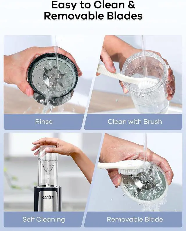 Alt view image 6 of 7 - Ganiza Blender for Smoothies, 14Pcs Personal Blender for Shake and Smoothies for Kitchen with 3 Portable Cups (1x24oz & 2X17oz), Single Serve Smoothie Maker, Nutritious Recipe