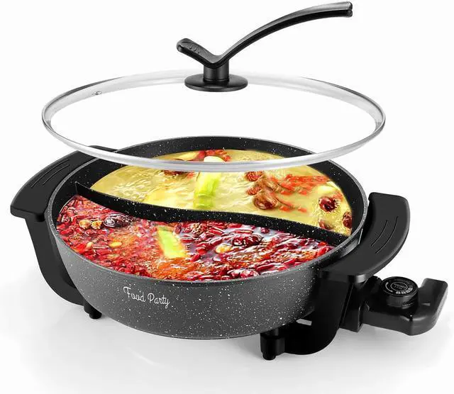 Main image of Hot Pot Elektrisch Hotpot Topf 6L Elektrischer Kochtopf 220V 1200W Doppelseitig Elektrische Wok mit Deckel Chinesischer Hot Pot Fondue