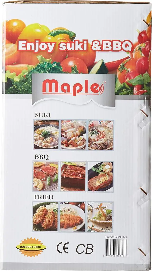 Alt view image 5 of 7 - Maple Enjoy Suki Electric Hot Pot Shabu with Korean BBQ Grill - 2 in 1 - Separate Temperature Control - Enjoy Thai Korean Chinese Vietnamese Hot Pot and non stick grill