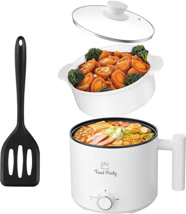 Main image of Food Party Hot Pot Electric Pot for Cooking Ramen Cooker 1.8L College Dorm Room Essentials Mini Hotpot Shabu Shabu Pot 110V Noodle Cooker Non Stick