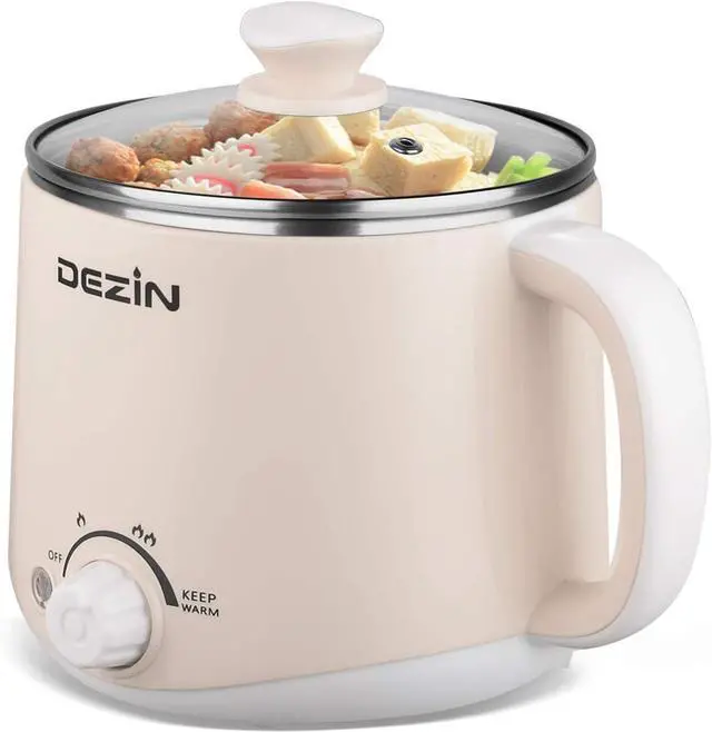 Main image of Dezin Electric Pot, 1.6L Ramen Cooker, Hot Pot Electric Stainless Steel, Multifunctional Cooker for Egg, Pasta, Soup, Porridge, Oatmeal with Temperature Control and Keep Warm Function