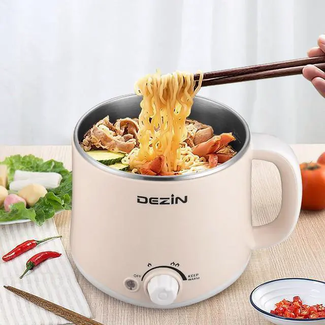 Alt view image 6 of 6 - Dezin Hot Pot Electric with Steamer, Rapid Noodles Cooker, Stainless Steel Electric Pot 1.6 Liter, Perfect for Ramen, Egg, Dumpling, Soup, Oatmeal with Temperature Control and Keep Warm Function